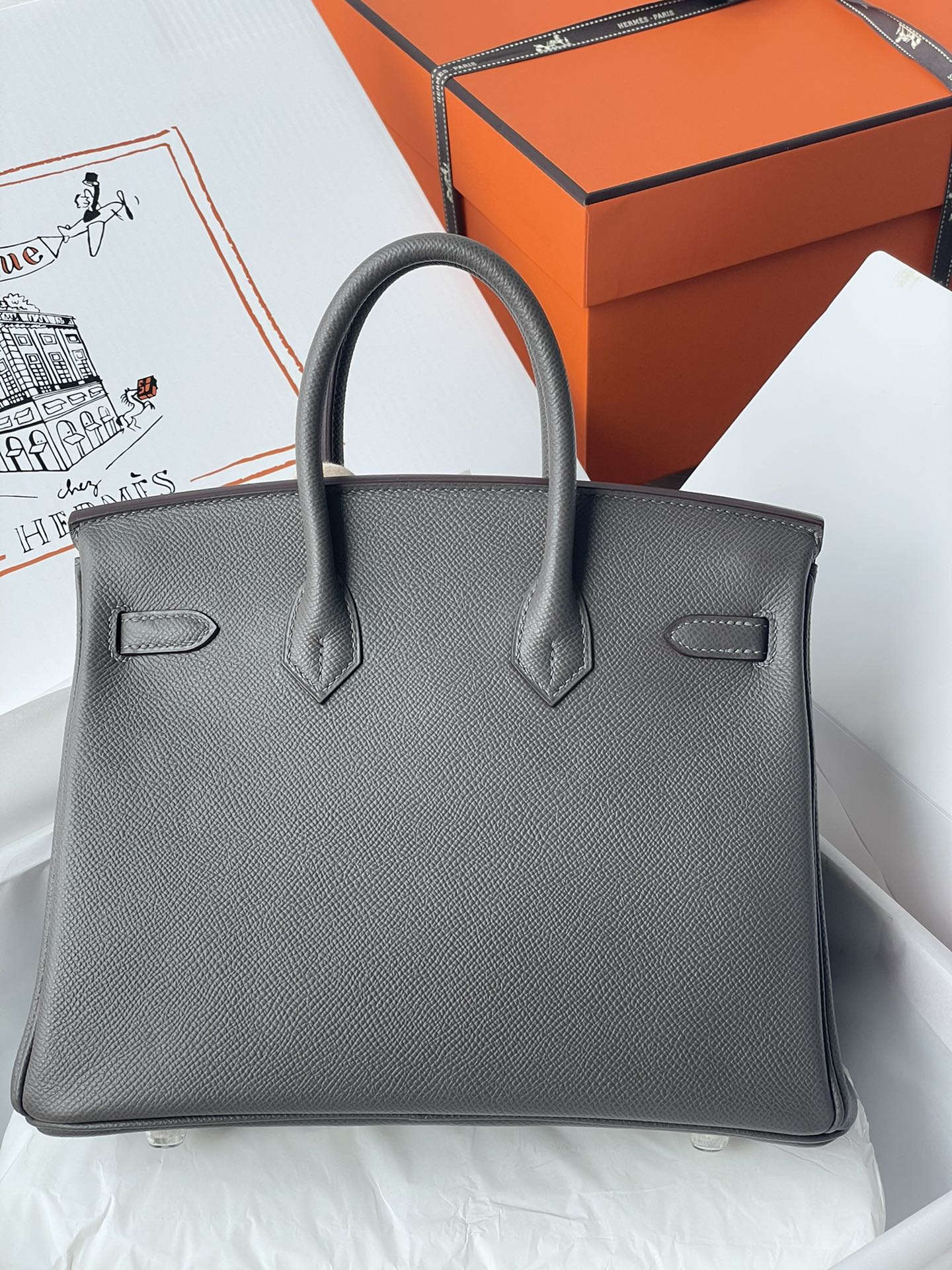 Hermes Birkin 25CM Epsom Leather Handbag Iron Grey